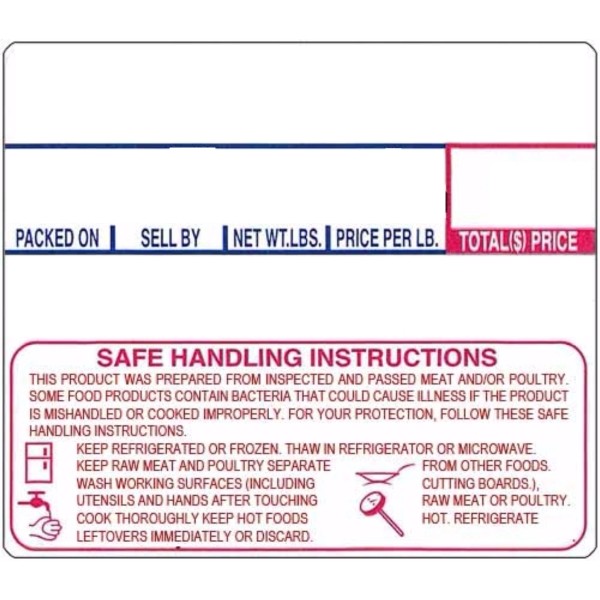 LST-8030 CAS Non UPC Safe Handling Instructions Scale Labels